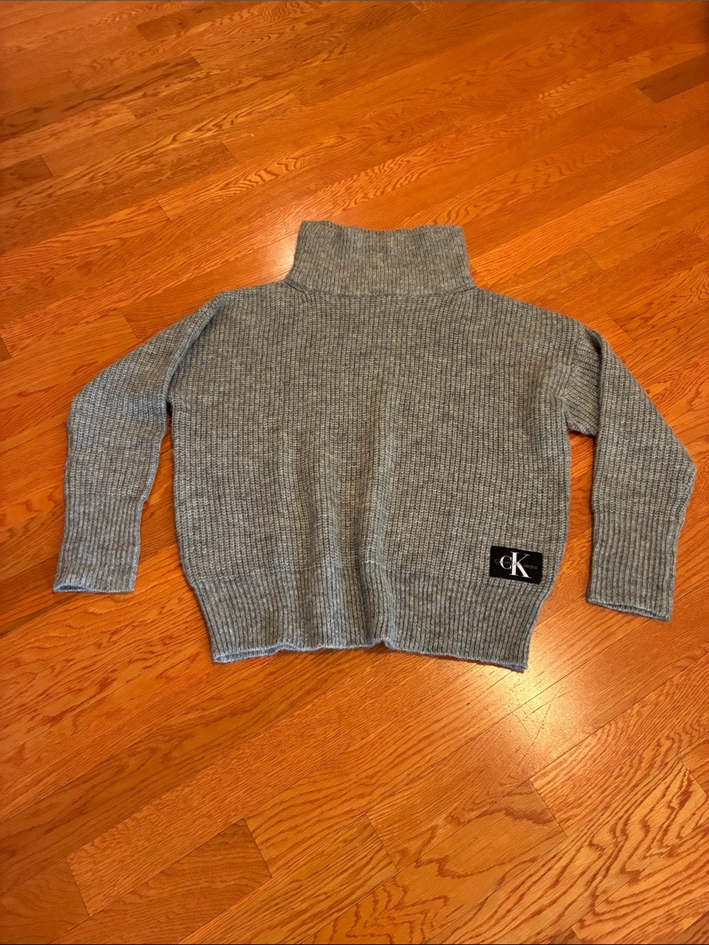 Calvin Klein Gray Ribbed Turtleneck Pullover Sweater